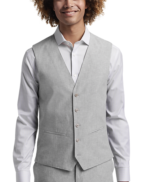 JOE Joseph Abboud Slim Fit Linen Blend Suit Separates Vest, Light Gray