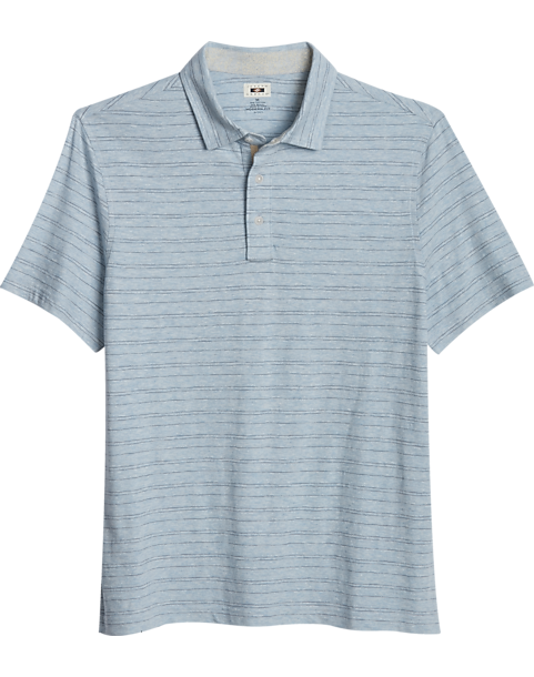 Joseph Abboud Modern Fit Short Sleeve Polo Shirt, Light Blue Stripe