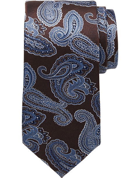 Joseph Abboud Narrow Tie, Brown & Blue Paisley