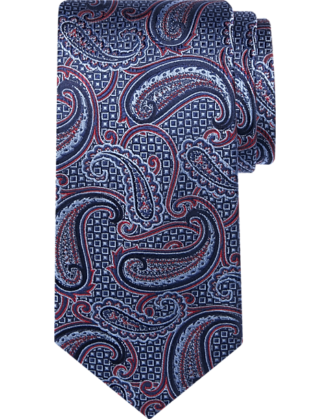 Joseph Abboud Narrow Tie, Navy Paisley