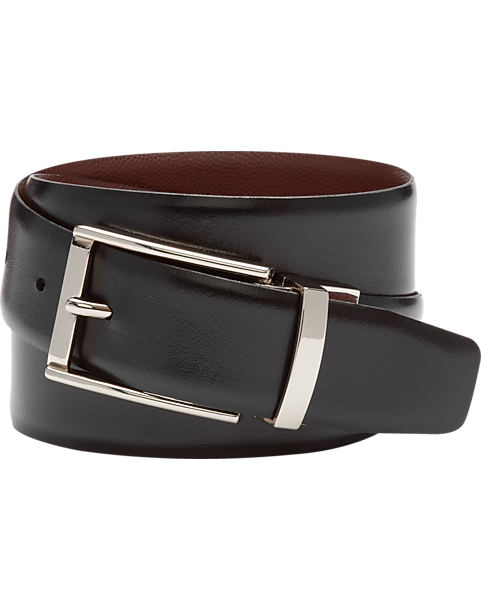 Joseph Abboud Feather Edge Reversible Pebbled Leather Belt, Cognac