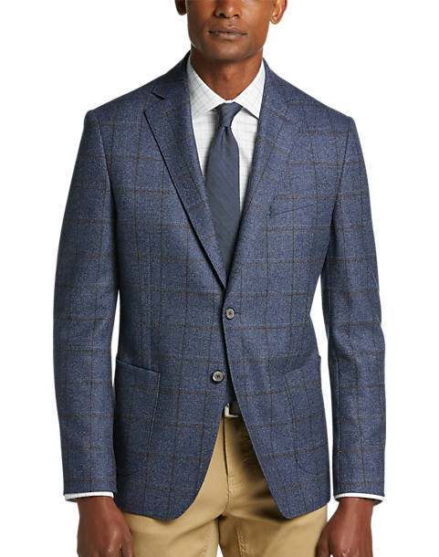  Joseph Abboud Modern Fit Sport Coat, Blue Windowpane Plaid
