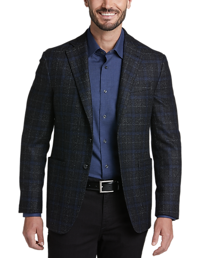  Joseph Abboud Slim Fit Sport Coat, Charcoal Windowpane Plaid
