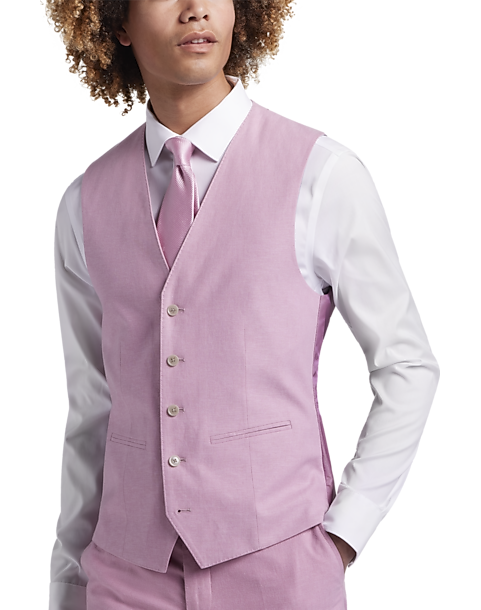  JOE Joseph Abboud Slim Fit Linen Blend Suit Separates Vest, Raspberry