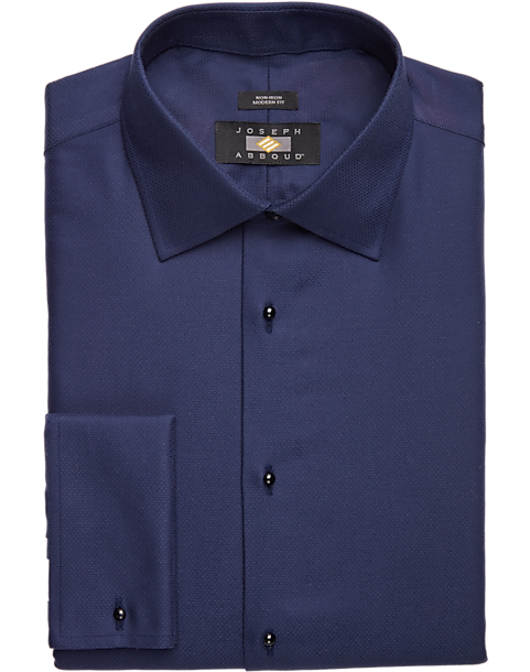  Joseph Abboud Modern Fit French Cuff Tuxedo Formal Shirt, Navy