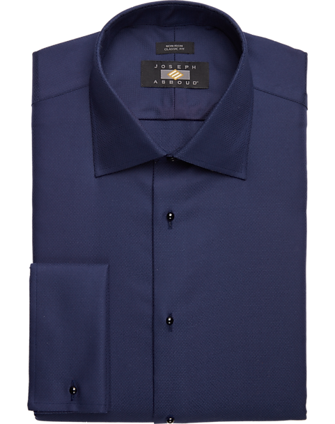  Joseph Abboud Classic Fit French Cuff Tuxedo Formal Shirt, Navy