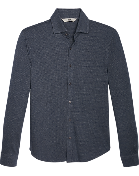  Joseph Abboud Modern Fit Spread Collar Shirt, Navy Blue Houndstooth