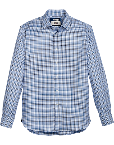  Joseph Abboud Non-Iron Modern Fit Spread Collar Sport Shirt, Blue Check