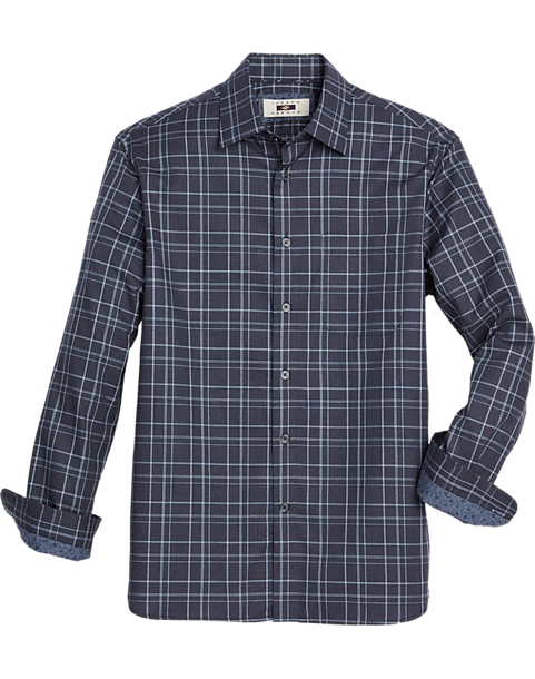  Joseph Abboud Modern Fit Sport Shirt, Navy Roadmap Plaid