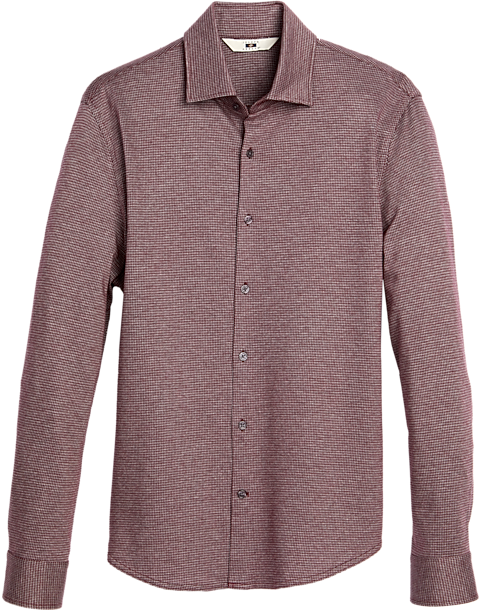  Joseph Abboud Modern Fit Knit Sport Shirt, Burgundy Houndstooth