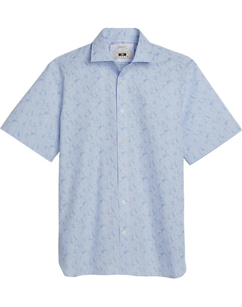  Joseph Abboud Modern Fit Spread Collar Sport Shirt, Light Blue Mini Floral