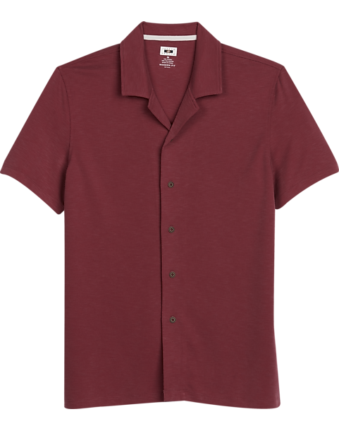  Joseph Abboud Modern Fit Short Sleeve Camp Shirt, Brick Red