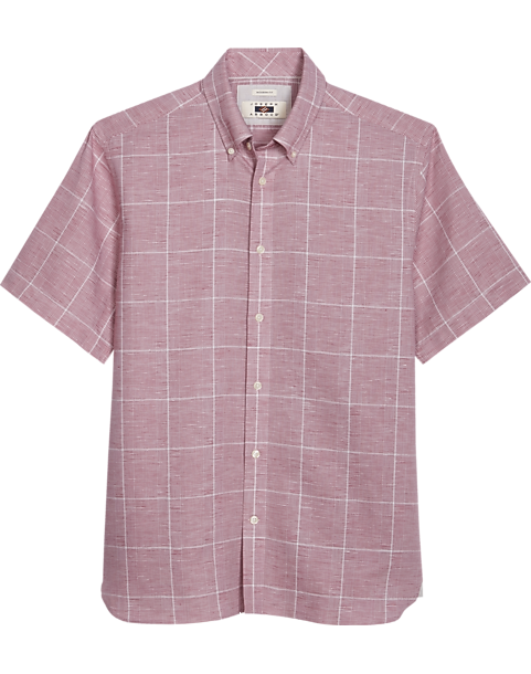  Joseph Abboud Modern Fit Sport Shirt, Burgundy Glen Plaid