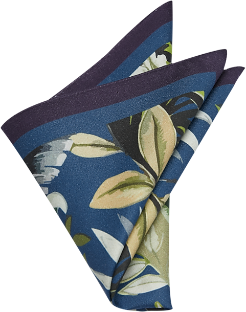  Joseph Abboud Pocket Square, Navy Botanical