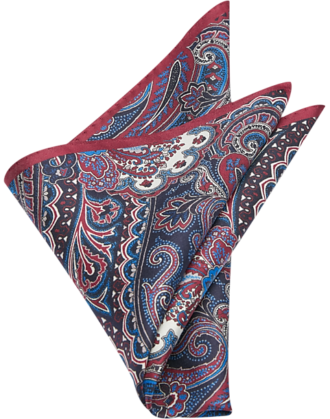  Joseph Abboud Pocket Square, Burgundy Paisley