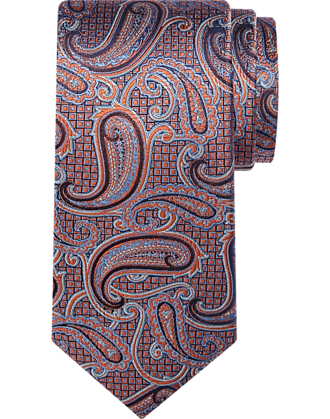  Joseph Abboud Narrow Tie, Orange Paisley