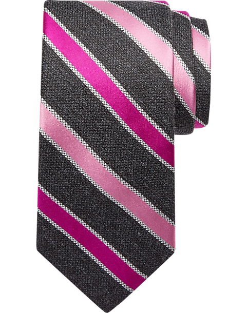  Joseph Abboud Narrow Tie, Pink & Black Stripe