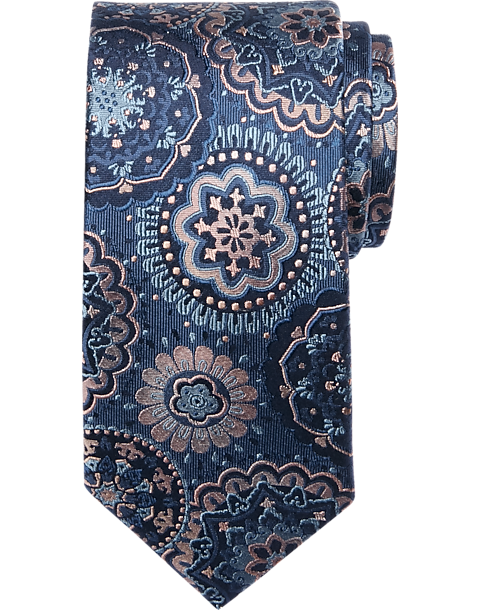  Joseph Abboud Narrow Tie, Navy Medallion
