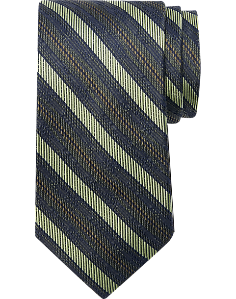  Joseph Abboud Narrow Tie, Olive Stripe