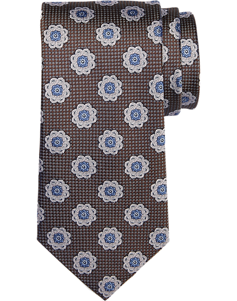  Joseph Abboud Narrow Silk Tie, Brown Medallion
