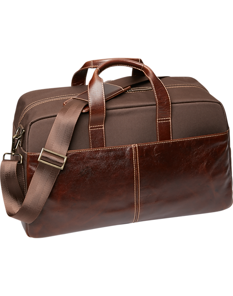  Joseph Abboud Leather & Nylon Duffel Bag, Black