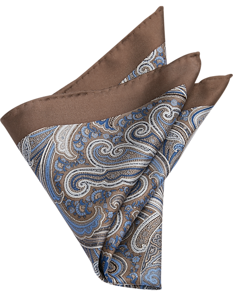  Joseph Abboud Pocket Square, Taupe Paisley