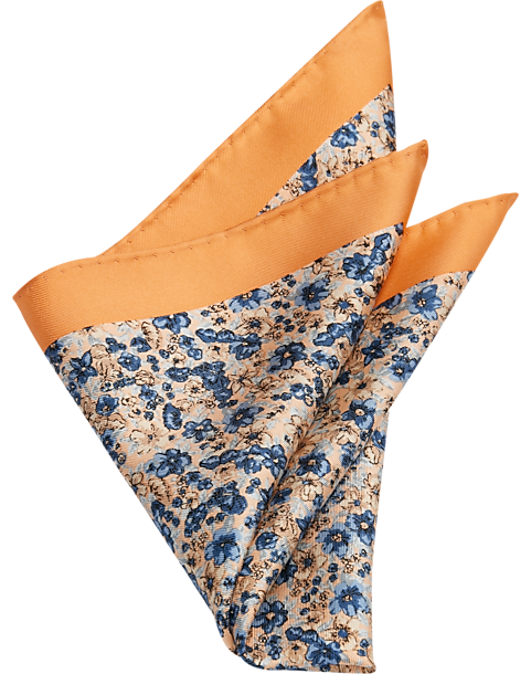  Joseph Abboud Pocket Square, Orange & Blue Floral