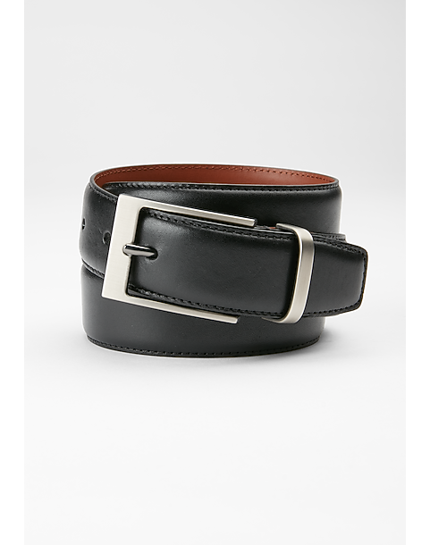  Joseph Abboud Feather Edge Stitched Leather Belt, Black