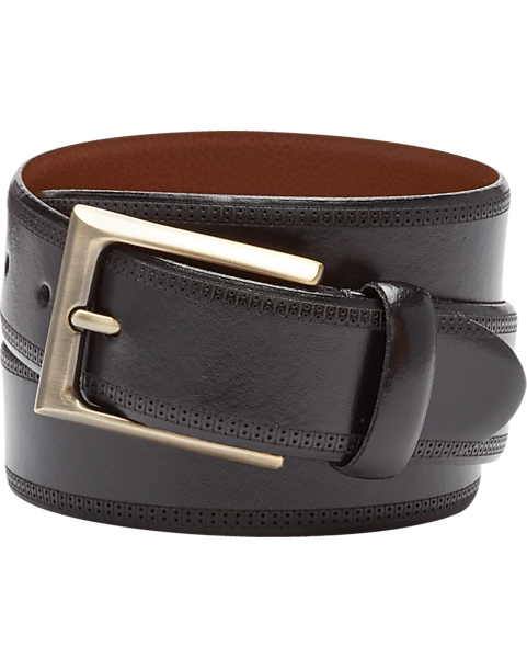  Joseph Abboud Feather Edge Leather Belt, Black