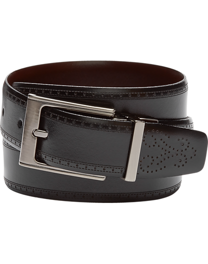  Joseph Abboud Feather Edge Reversible Leather Belt, Black