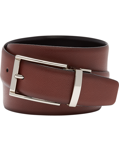  Joseph Abboud Feather Edge Reversible Pebbled Leather Belt, Cognac