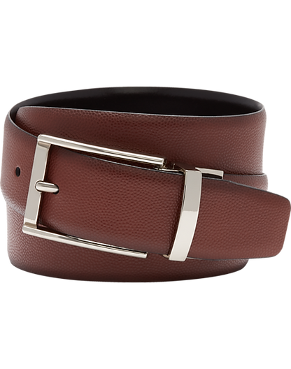  Joseph Abboud Feather Edge Reversible Pebbled Leather Belt, Cognac