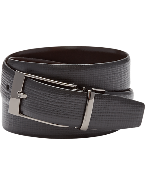  Joseph Abboud Feather Edge Reversible Textured Leather Belt, Black
