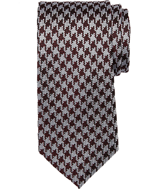 Joseph Abboud Narrow Tie, Burgundy Shepard's Check