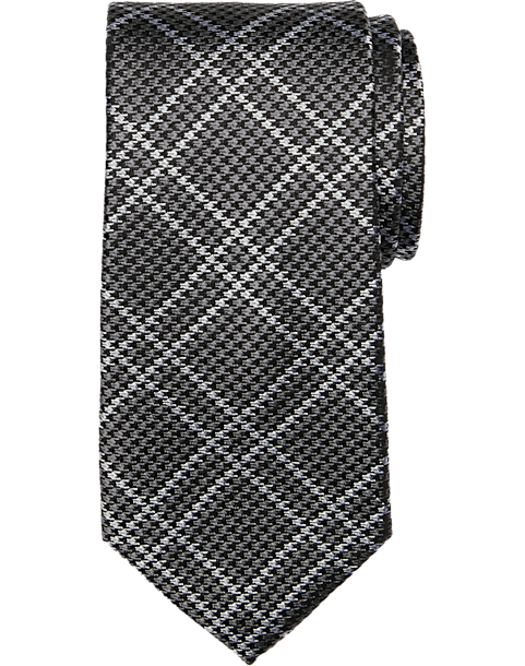  Joseph Abboud Narrow Tie, Black Tonal Plaid