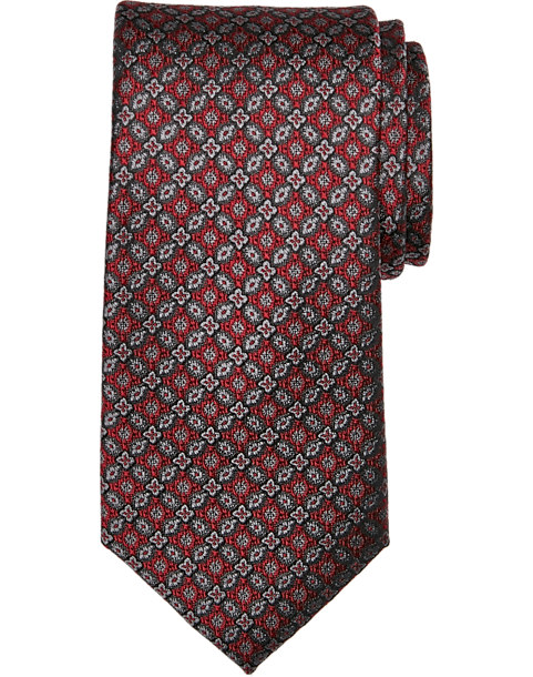  Joseph Abboud Narrow Tie, Red Medallion