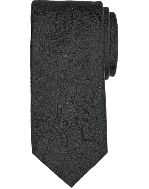  Joseph Abboud Narrow Tie, Black Tonal Paisley