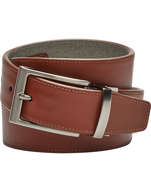  Joseph Abboud Reversible Leather & Linen Casual Belt, Tan & Brown