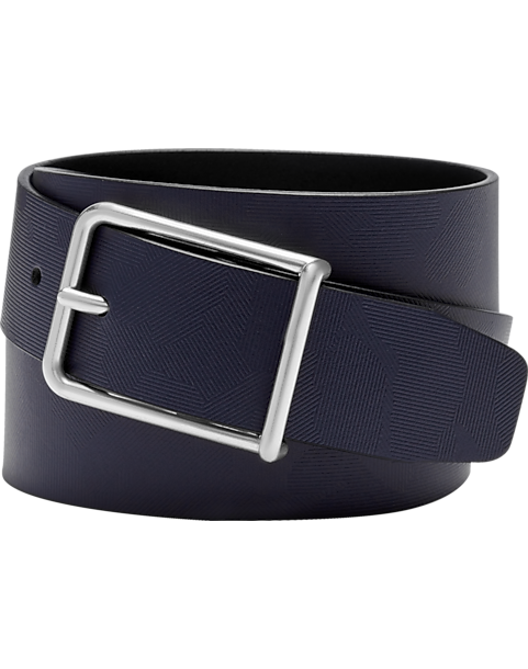  Joseph Abboud Leather Casual Belt, Navy Abstract Geometric