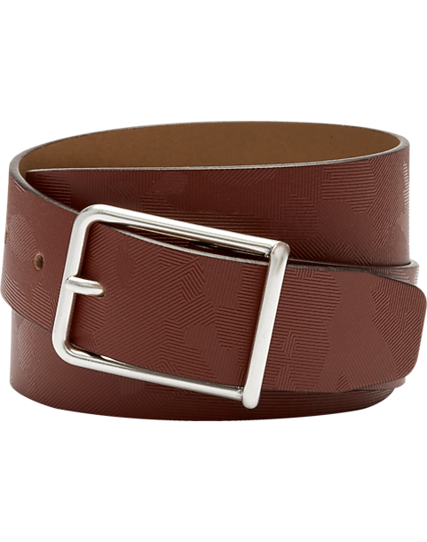  Joseph Abboud Leather Casual Belt, Cognac Abstract Geo