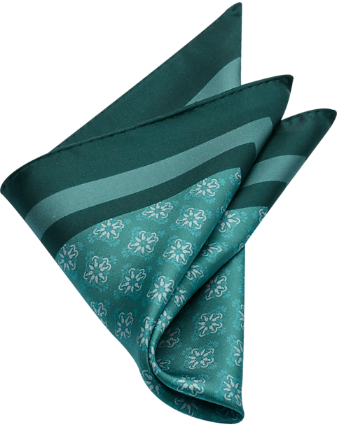  Joseph Abboud Pocket Square, Green Medallion