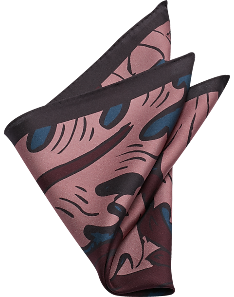  Joseph Abboud Pocket Square, Burgundy Western Floral