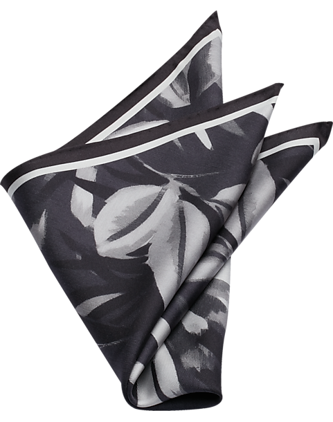  Joseph Abboud Pocket Square, Black Tropical