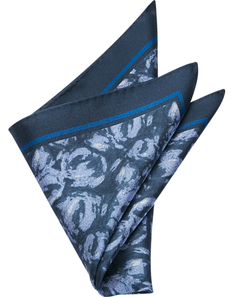  Joseph Abboud Pocket Square, Navy Abstract Swirls
