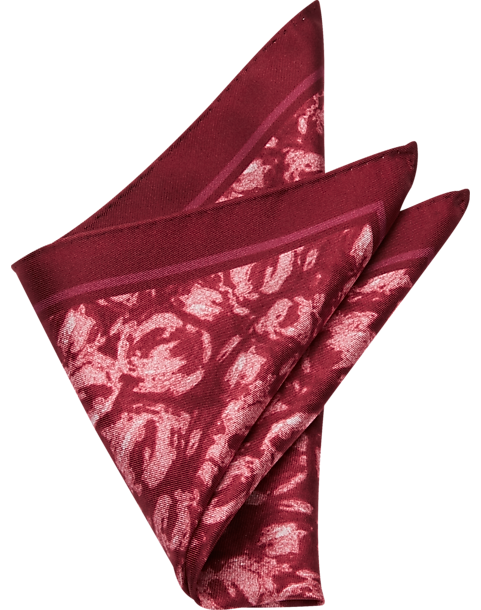  Joseph Abboud Pocket Square, Burgundy Abstract Swirls